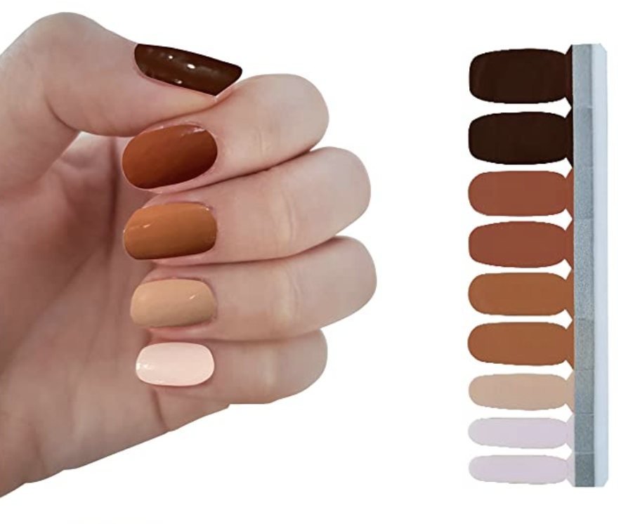 ombre skin tone brown nail polish strips -  summer nail art trends for 2021